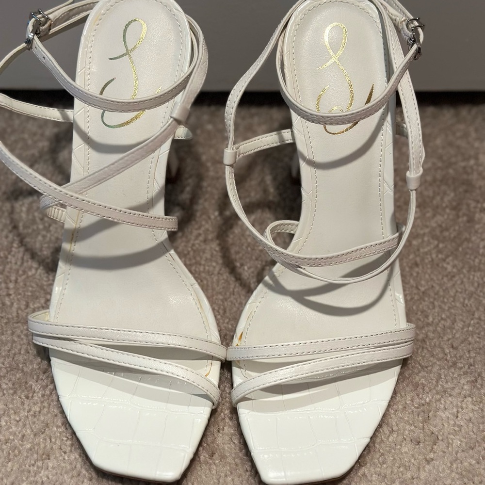 NTW! Sam Edelman White Strappy Heels